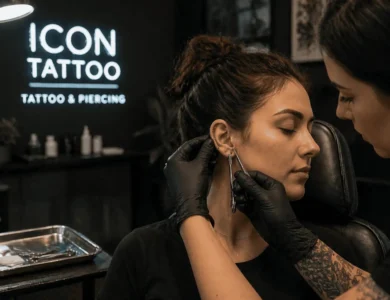 expert piercing services icon tattoo